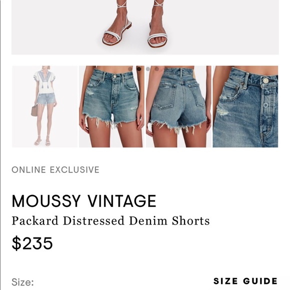 NWT MOUSSY VINTAGE Packard Distressed Denim Shorts intermix shopbop $245 - Picture 10 of 10